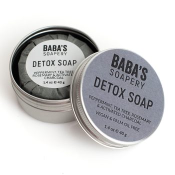 Джобен сапун DETOX с мента, чаено дърво, розмарин и активен въглен - baba's soapery
