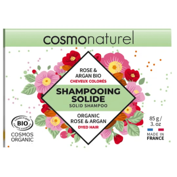 Tвърд шампоан за боядисана коса с роза и арган - Cosmo Naturel