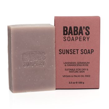 Сапун SUNSET с роза Дамасцена, лавандула и гераниум - Baba's Soapery
